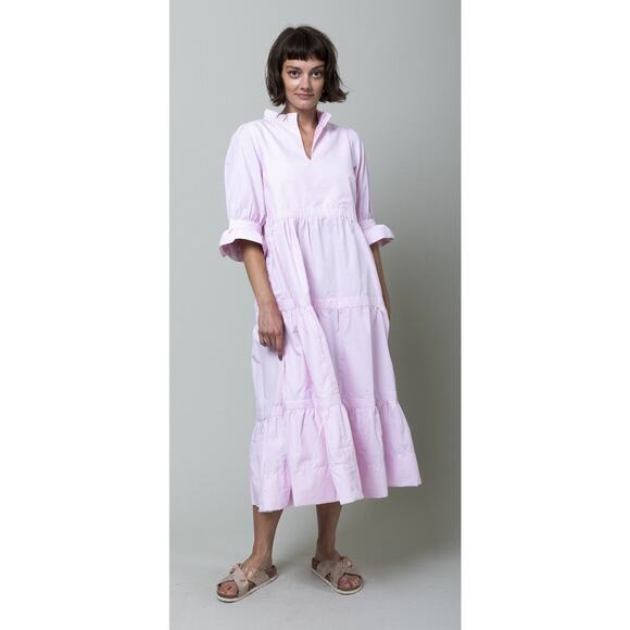 Gretchen Scott Stripe Ruffle Midi Dress - Picture 1 of 9